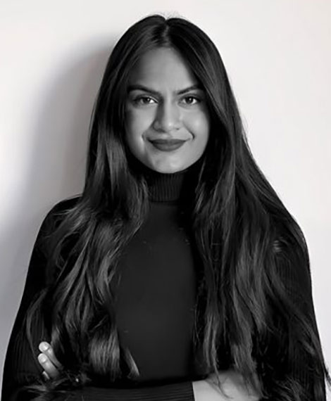Portrait de Lauren VYDEELINGUM en noir et blanc